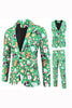 Load image into Gallery viewer, Green Notched Lapel Printed 3 Piece Christmas Men&#39;s Suits