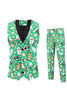 Load image into Gallery viewer, Green Notched Lapel Printed 3 Piece Christmas Men&#39;s Suits