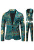 Load image into Gallery viewer, Dark Green Printed Notched Lapel 3 Piece Christmas Men&#39;s Suits