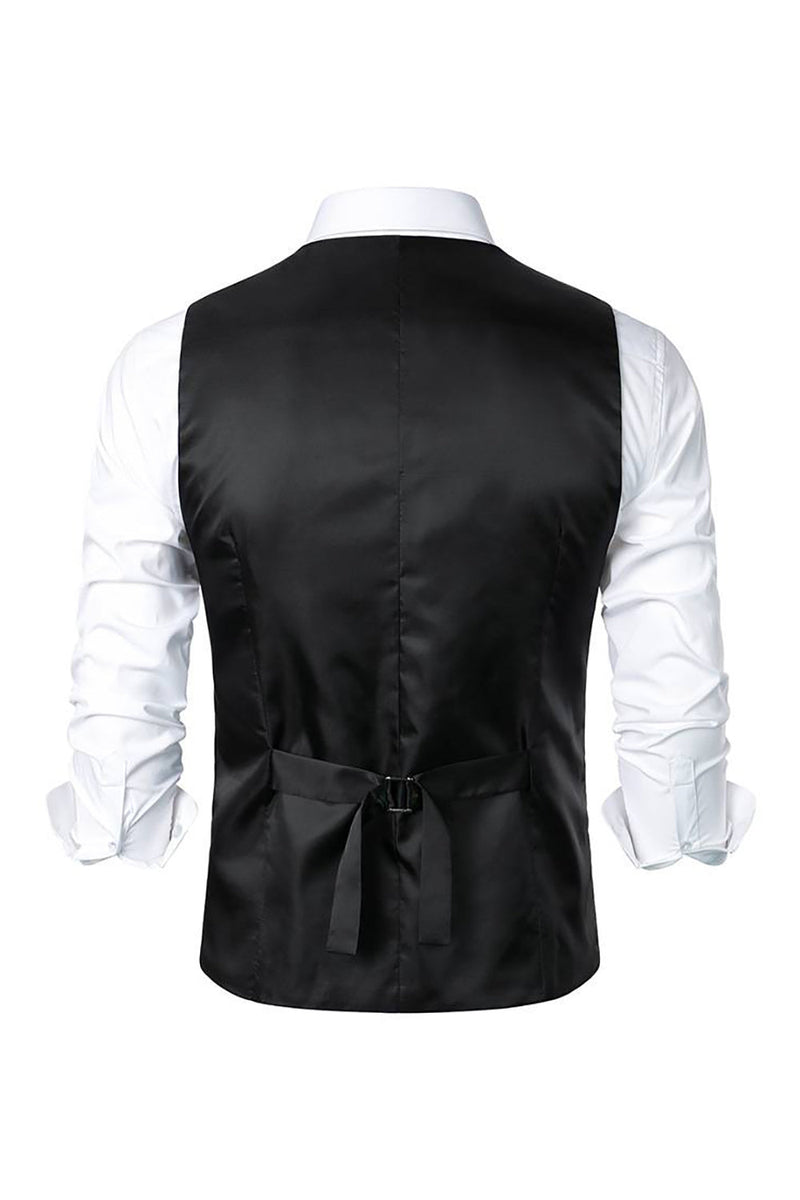 Load image into Gallery viewer, Black Single Breasted  V Neck Men&#39;s Retro Casual Vest