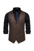 Load image into Gallery viewer, Brown V-Neck Suede Single-Breasted Men&#39;s Casual Vest