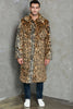 Load image into Gallery viewer, Khaki Leopard Printed Lapel Neck Long Faux Fur Men Coat