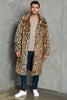 Load image into Gallery viewer, Khaki Leopard Printed Lapel Neck Long Faux Fur Men Coat