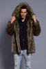 Load image into Gallery viewer, Brown Open Front Lapel Neck Long Faux Fur Men Coat