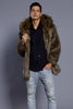 Load image into Gallery viewer, Brown Open Front Lapel Neck Long Faux Fur Men Coat