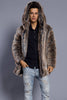 Load image into Gallery viewer, Brown Open Front Lapel Neck Long Faux Fur Men Coat