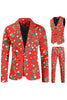 Load image into Gallery viewer, Men&#39;s Christmas Printed Red 3-Piece One Button Party Suits