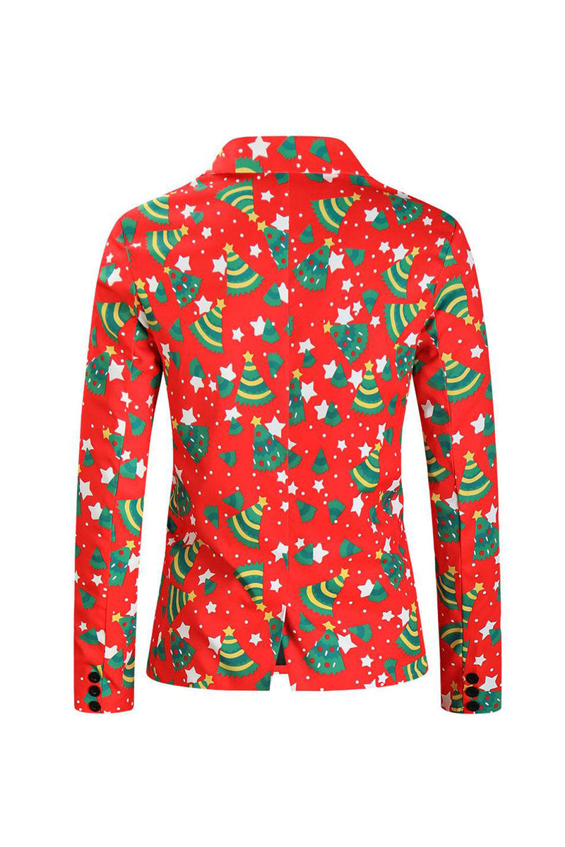 Load image into Gallery viewer, Men&#39;s Christmas Printed Red 3-Piece One Button Party Suits