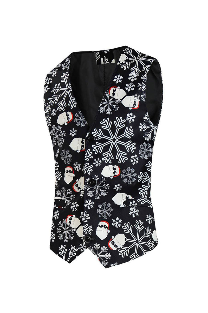 Load image into Gallery viewer, Men&#39;s Black Christmas Printed 3-Piece One Button Party Suits