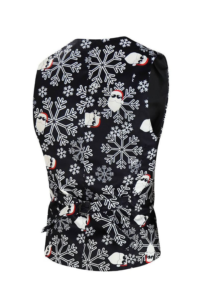 Load image into Gallery viewer, Men&#39;s Black Christmas Printed 3-Piece One Button Party Suits