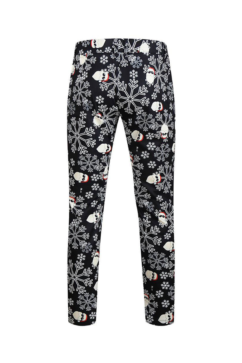 Load image into Gallery viewer, Men&#39;s Black Christmas Printed 3-Piece One Button Party Suits