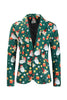 Load image into Gallery viewer, Men&#39;s Green Christmas Printed 3-Piece One Button Party Suits