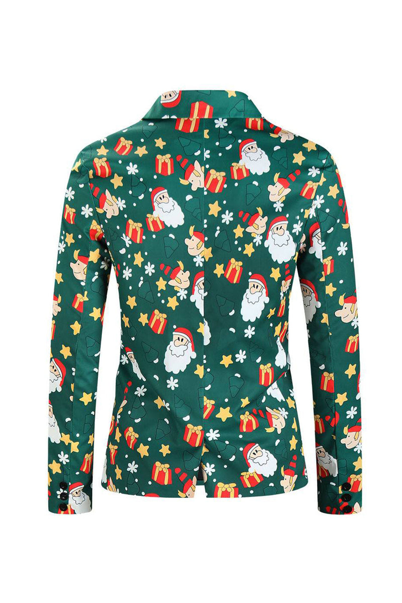 Load image into Gallery viewer, Men&#39;s Green Christmas Printed 3-Piece One Button Party Suits