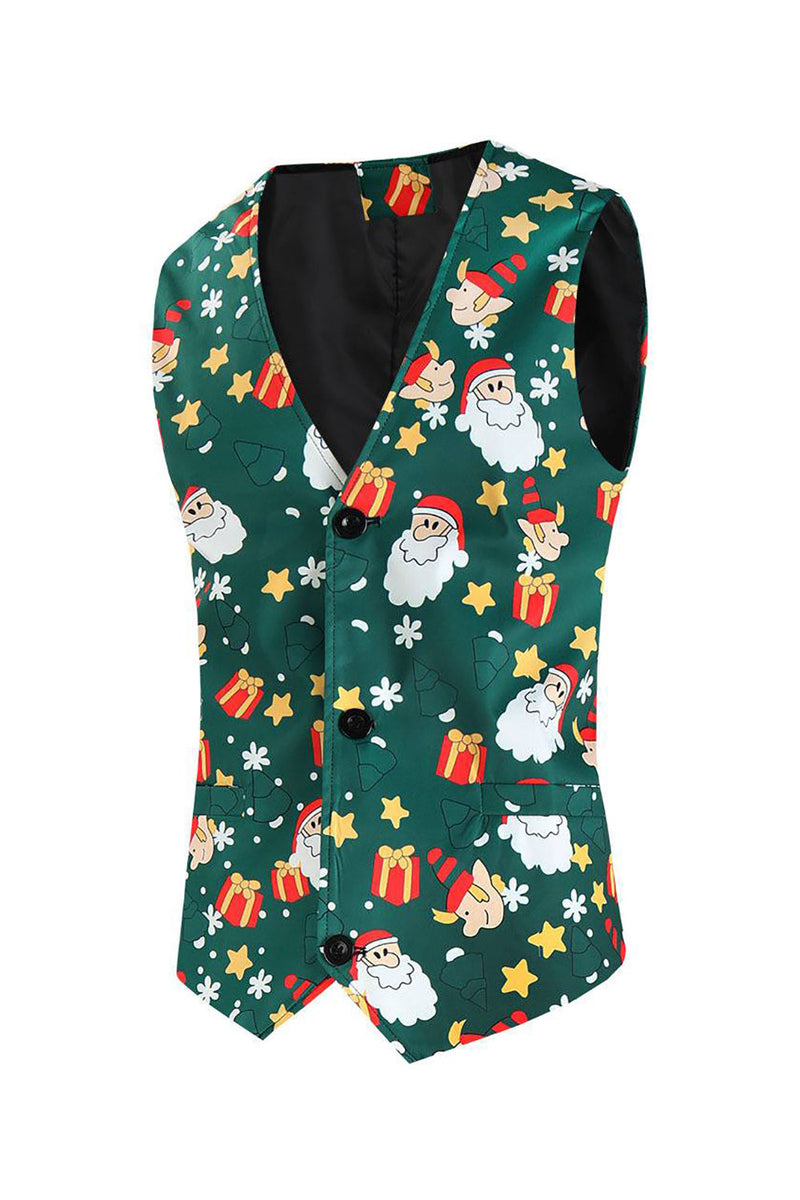 Load image into Gallery viewer, Men&#39;s Green Christmas Printed 3-Piece One Button Party Suits