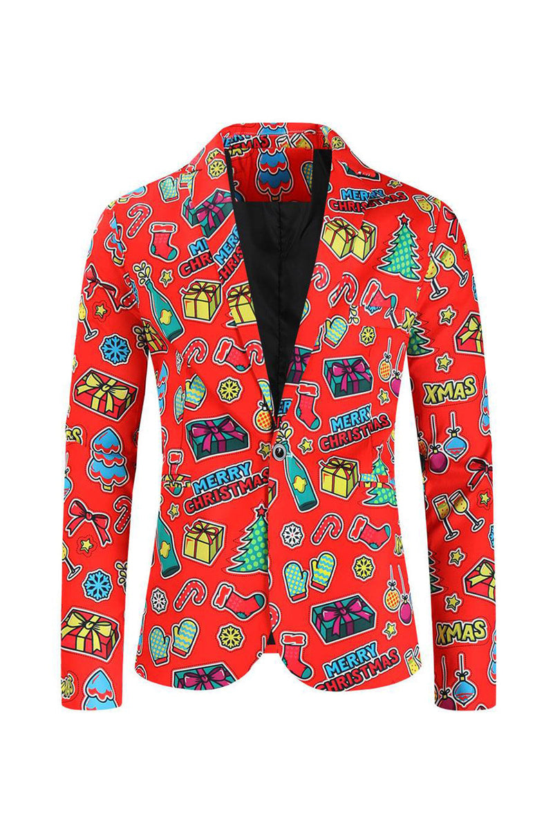 Load image into Gallery viewer, Men&#39;s Green Christmas Printed 3-Piece One Button Party Suits