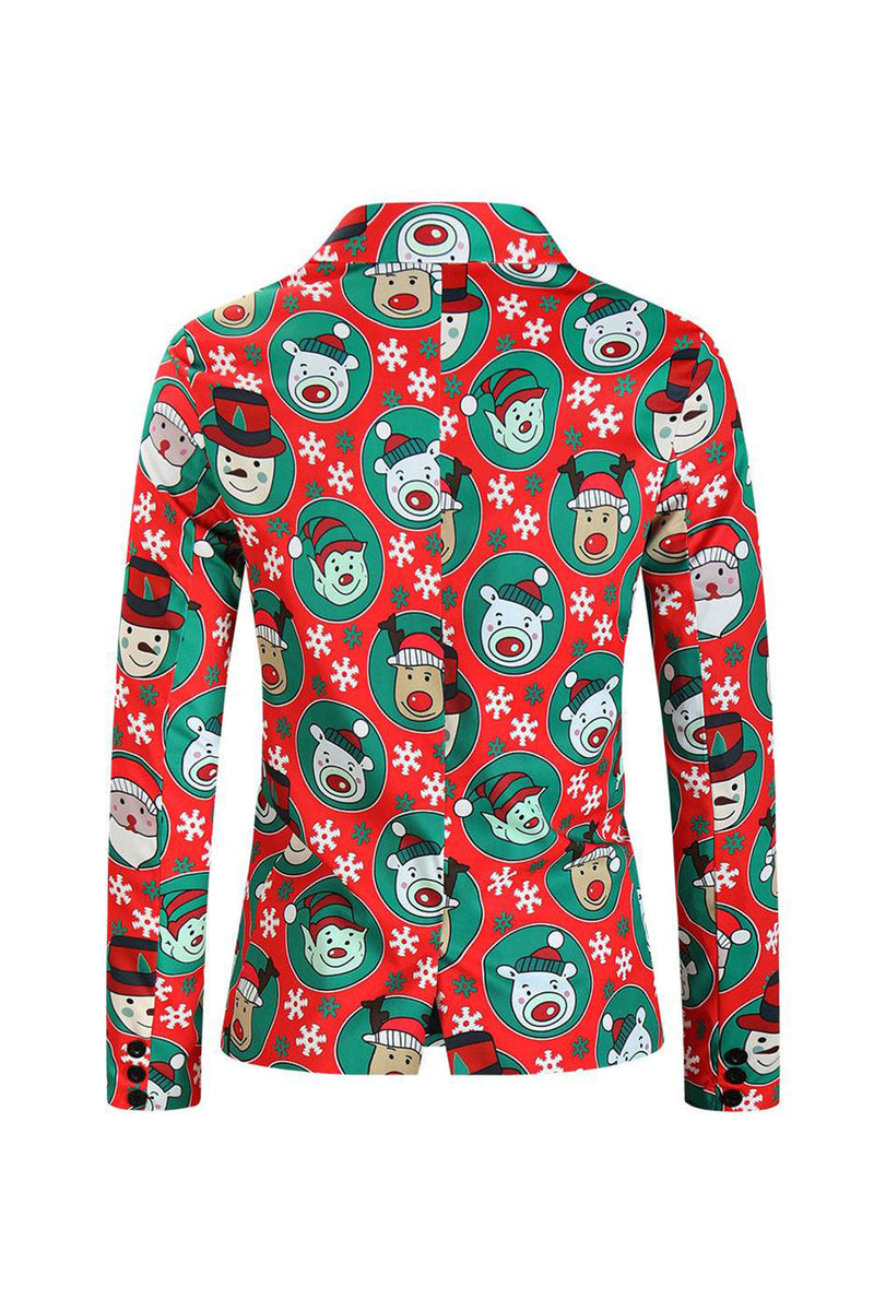 Load image into Gallery viewer, Notched Lapel One Button Santa Claus Printed Red Men&#39;s Suits