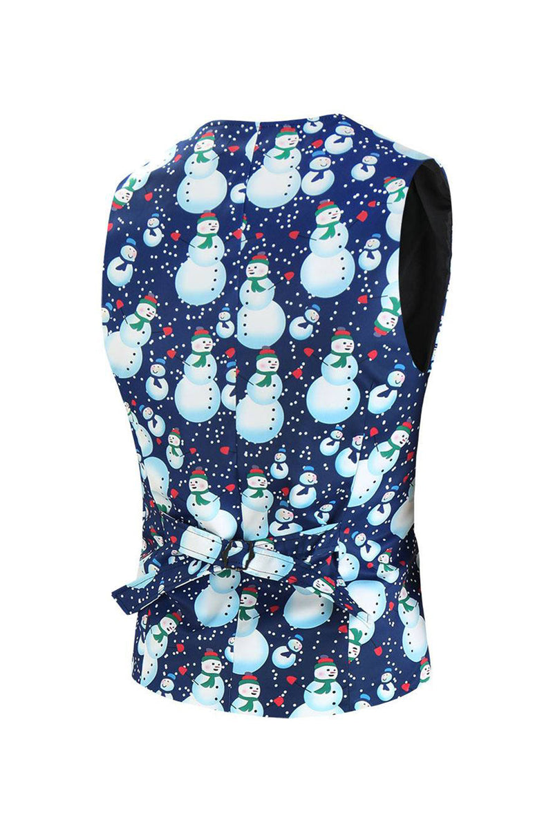 Load image into Gallery viewer, Notched Lapel One Button Blue Snowman Printed Men&#39;s Suits