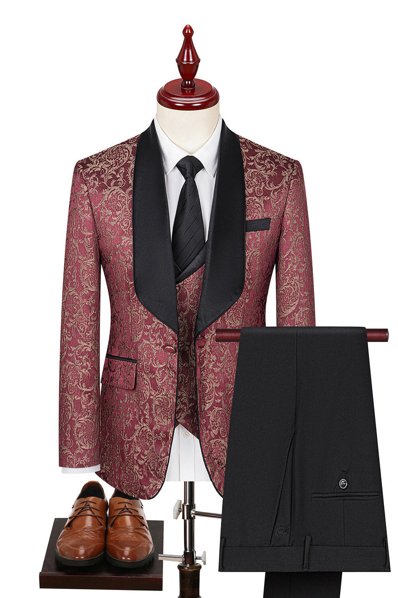 Load image into Gallery viewer, Golden 3 Piece Shawl Lapel Men Suits