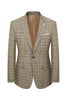 Load image into Gallery viewer, Khaki Plaid 3 Piece Notched Lapel Men Suits