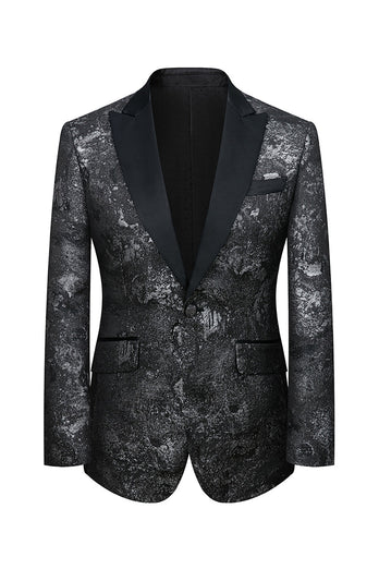 Black Blue Jacquard 3 Piece Men Suits