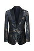 Load image into Gallery viewer, Black Blue Jacquard 3 Piece Men Suits