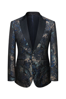 Black Blue Jacquard 3 Piece Men Suits