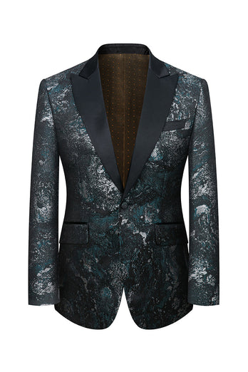 Black Blue Jacquard 3 Piece Men Suits