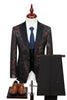 Load image into Gallery viewer, Black Blue Jacquard 3 Piece Men Suits