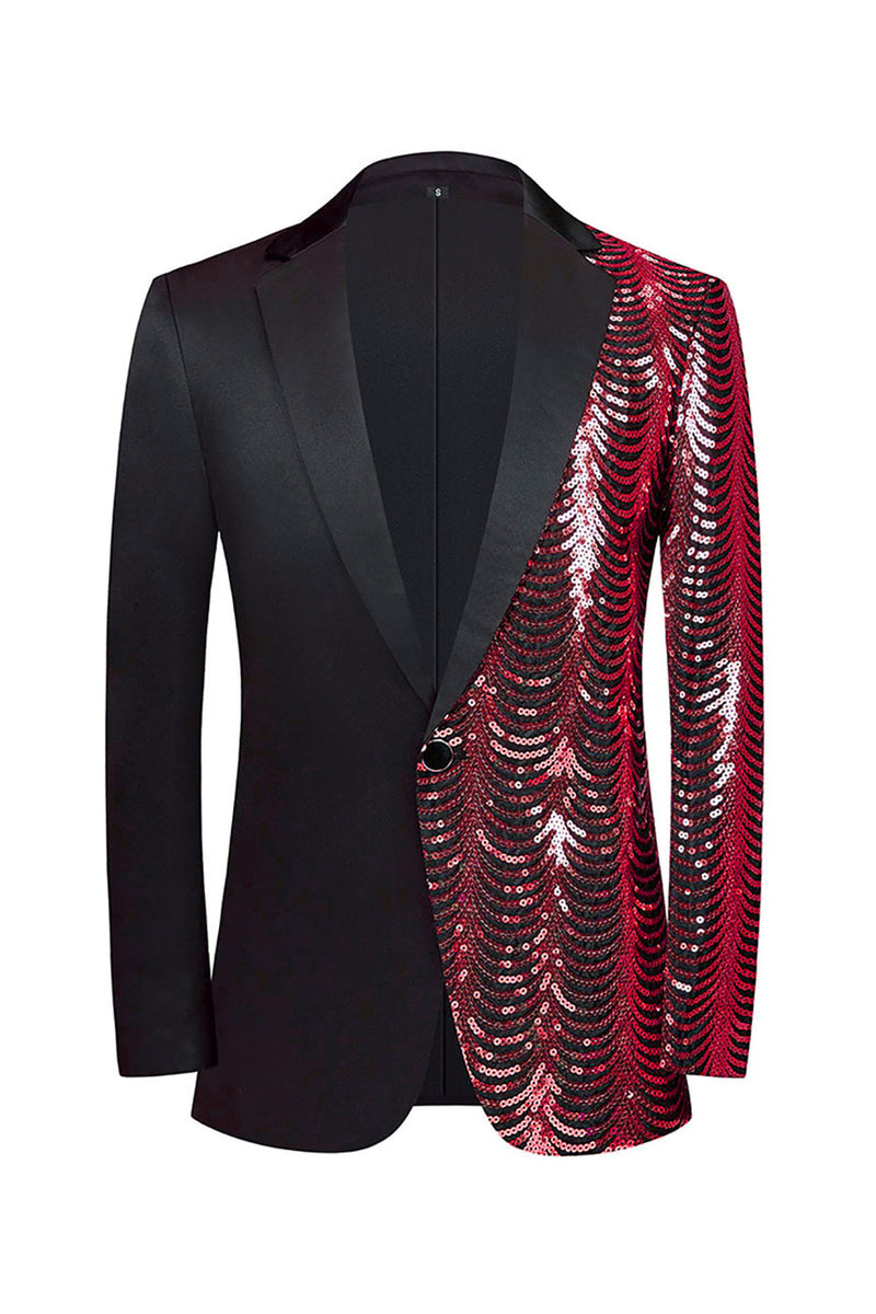 Load image into Gallery viewer, Sparkly Black and Golden Sequins Patchwork Men Blazer