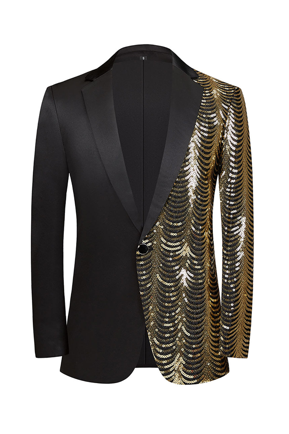 Sparkly Black and Golden Sequins Patchwork Men Blazer