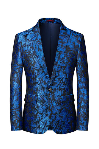 Notched Lapel One Button Royal Blue Men's Prom Blazer