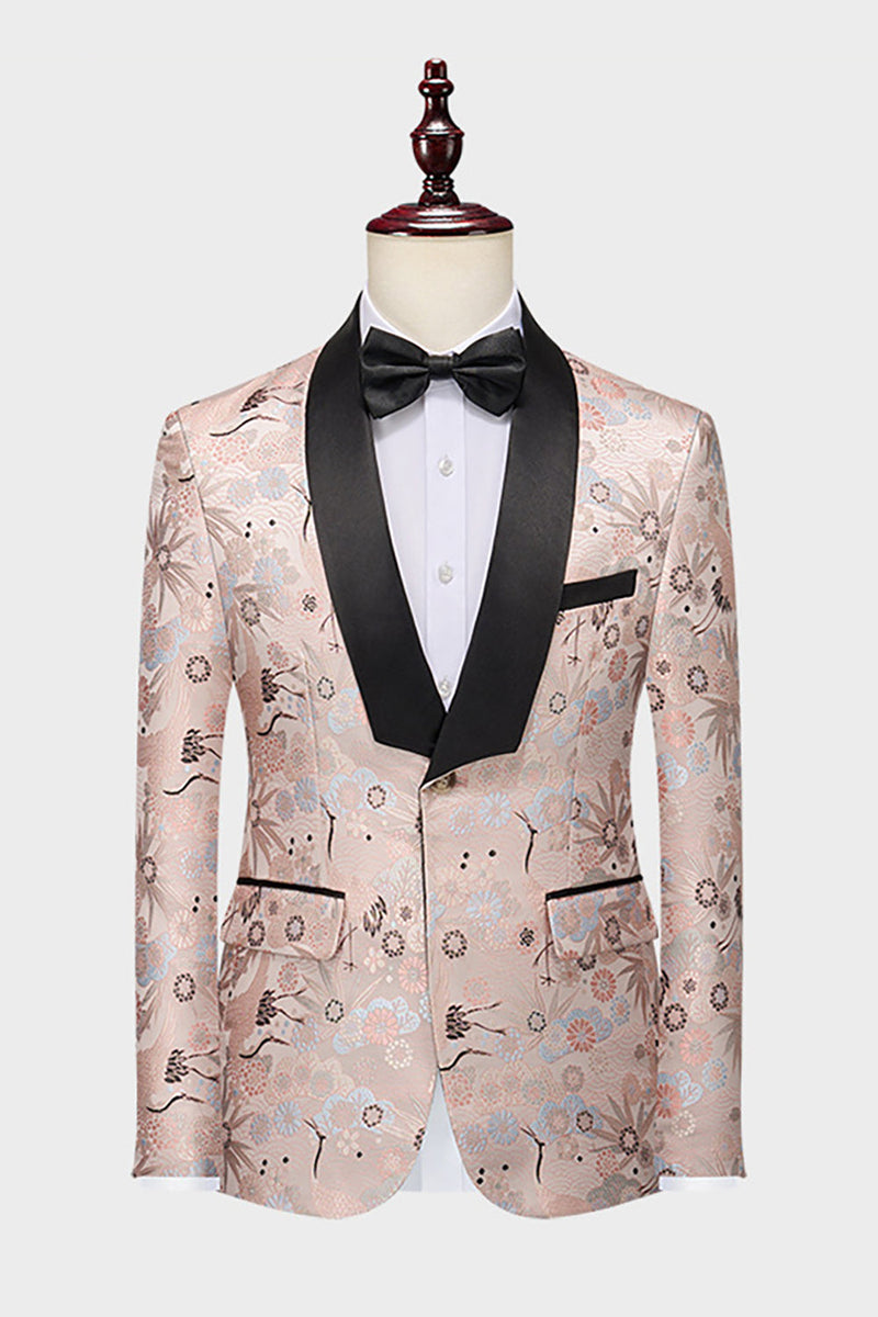 Load image into Gallery viewer, Light Khaki Jacquard Shawl Lapel 2 Piece Men&#39;s Prom Suits