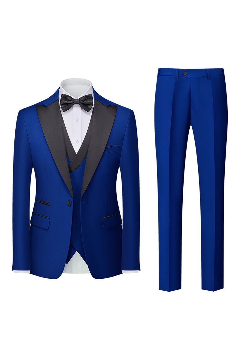 Load image into Gallery viewer, Royal Blue 3-Piece One Button Prom Suits