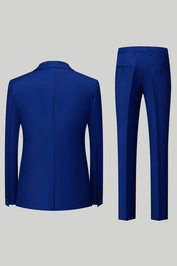 Royal Blue 3-Piece One Button Prom Suits