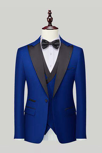 Royal Blue 3-Piece One Button Prom Suits