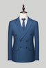 Load image into Gallery viewer, Navy Pinstriped Peak Lapel 3 Piece Men&#39;s Formal Suits