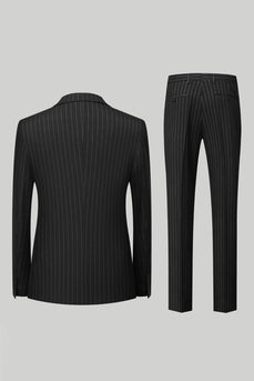 Black Peak Lapel 3 Piece Men Suits