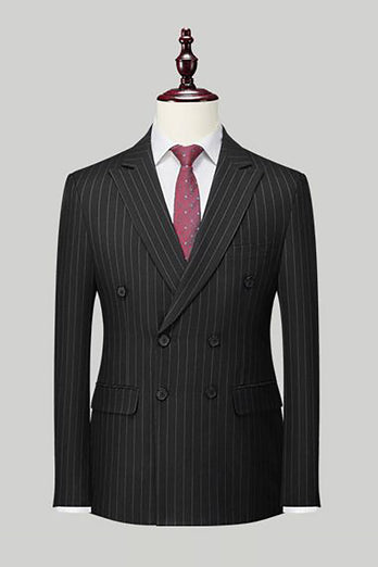 Black Peak Lapel 3 Piece Men Suits