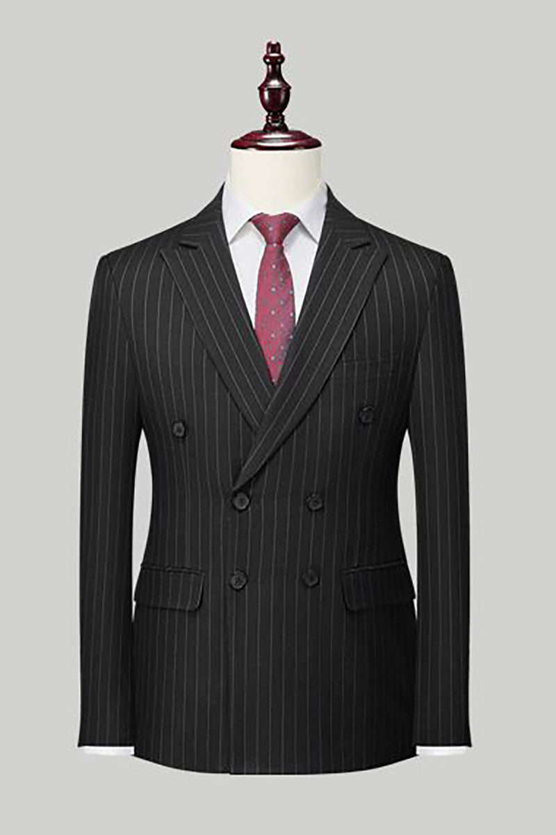 Load image into Gallery viewer, Black Peak Lapel 3 Piece Men Suits