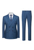 Load image into Gallery viewer, Navy Pinstriped Peak Lapel 3 Piece Men&#39;s Formal Suits