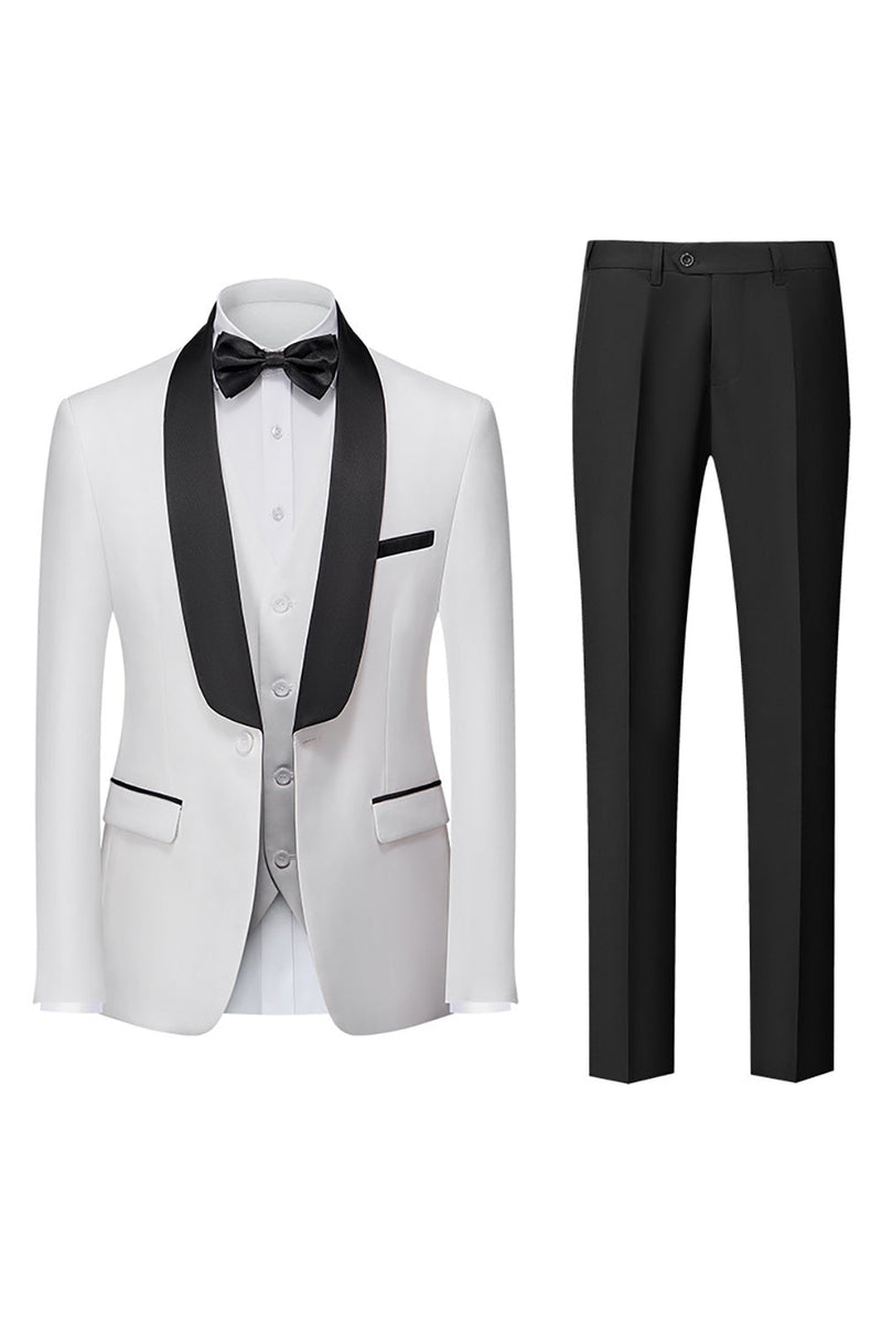 Load image into Gallery viewer, Black 3 Piece Shawl Lapel Men Suits