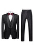 Load image into Gallery viewer, Black 3 Piece Jacquard Shawl Lapel Men&#39;s Prom Suits