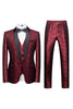 Load image into Gallery viewer, Black 3 Piece Jacquard Shawl Lapel Men&#39;s Prom Suits