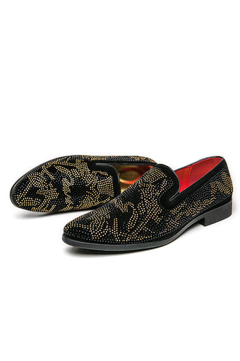 Black Slip-On Beaded Men Shoes