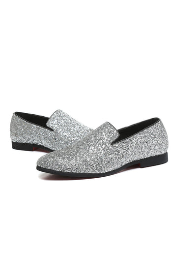 Black Sequined Slip-On Men's Shoes