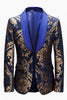 Load image into Gallery viewer, Royal Blue Men&#39;s Blazer With Golden Jacquard