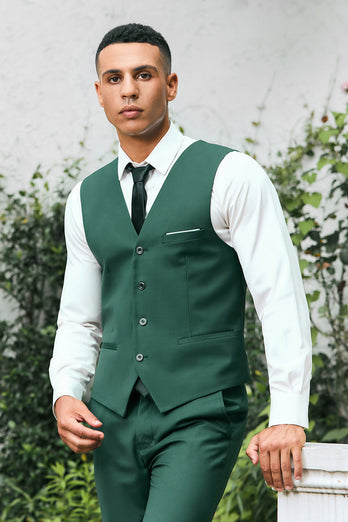 Dark Green Shawl Lapel 3 Pieces One Button Men's Prom Suits