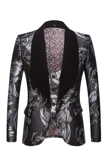 Grey Jacquard Blazer for Men