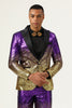 Load image into Gallery viewer, Men&#39;s 2 Piece Ombre Sequins Purple Slim Fit Notched Lapel Prom Suits