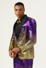 Load image into Gallery viewer, Men&#39;s 2 Piece Ombre Sequins Purple Slim Fit Notched Lapel Prom Suits